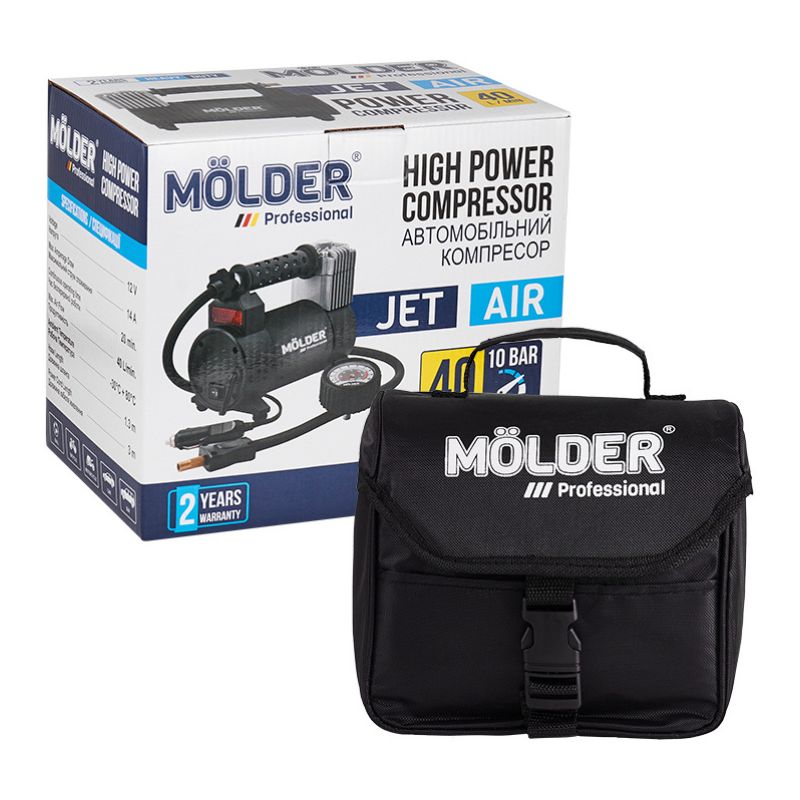 Однопоршневий автокомпресор MOLDER для шин R13-R19 10 Атм 40 л хв 170 Вт (MA25110)
