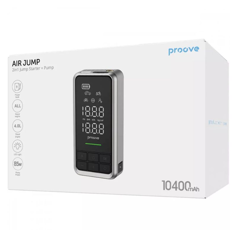 Бустер для авто з компресором 3,5 Атм і PowerBank 10400 мАг Proove Air Jump 12 В 1000 А (JSAP10400203)