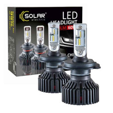 Автолампи LED H4 P43t SOLAR потужні 12V 24V 6000K 8000Lm 60W Philips ZES світлодіодні (8304)