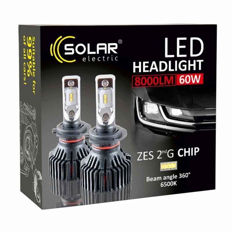 Автолампи світлодіодні H7 PX26d LED SOLAR надпотужні 12V 24V 6000K 60W 8000Lm Philips ZES (8307)