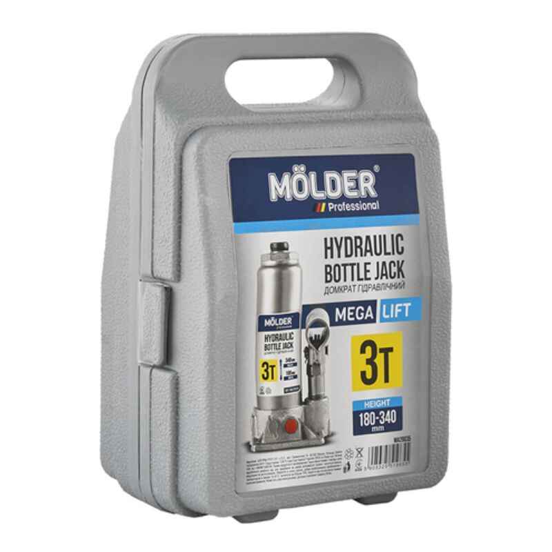 Домкрат гидравлический бутылочный 3т 180-340мм Molder для автомобиля в пластиковом кейсе (MA29035)