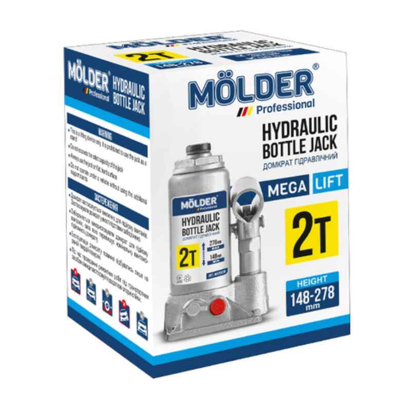 Домкрат гидравлический бутылочный 2т 148-278мм Molder для автомобиля в картонной упаковке (MA29020)