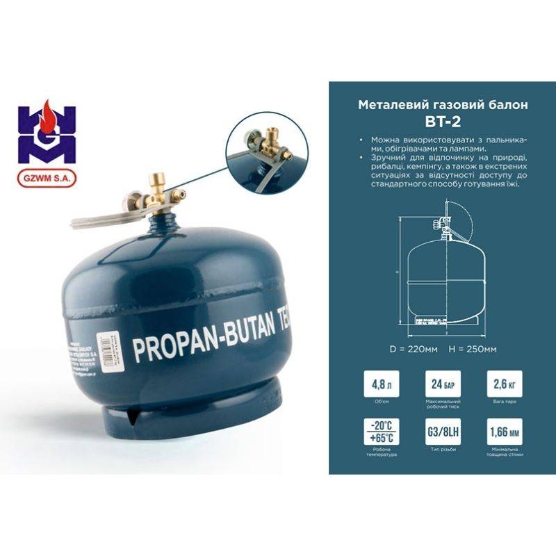 Газовый баллон 4.8 л GZWM (BT-2)