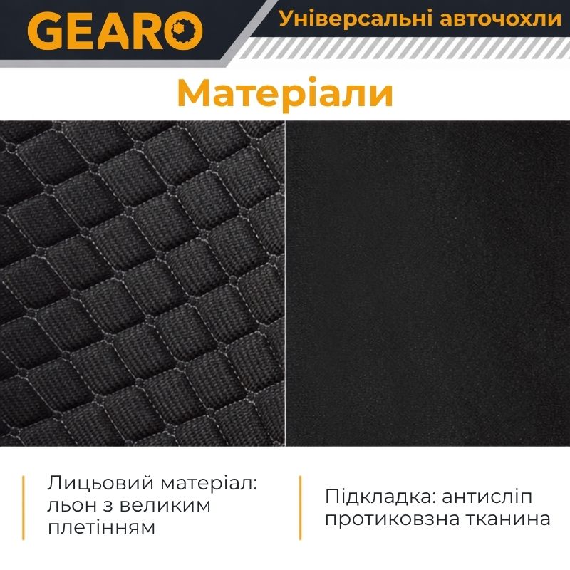 Накидки на передні сидіння авто льон універсальні 2шт Gearo Linen series (GE0703BK-F)