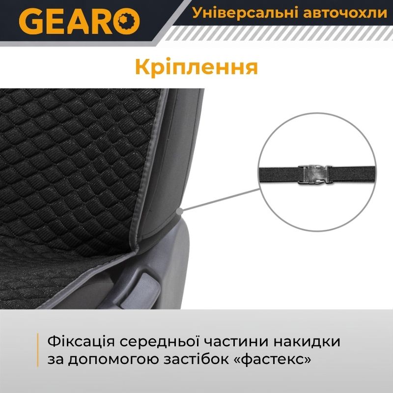 Накидки на передні сидіння авто льон універсальні 2шт Gearo Linen series (GE0703BK-F)