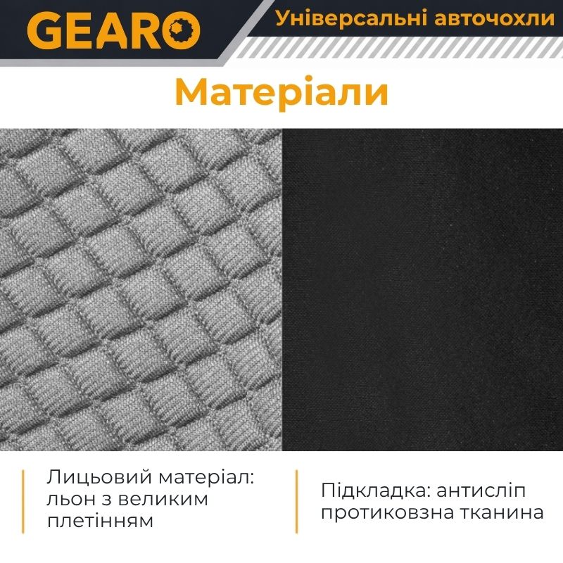 Накидки на передні сидіння льон універсальні 2шт сірі Gearo Linen series (GE0703GY-F)