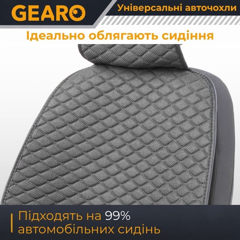 Накидки на передні сидіння льон універсальні 2шт сірі Gearo Linen series (GE0703GY-F)