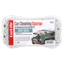 Губка для мытья автомобиля Carlife GrayWash с большими порами белая (CL-421)