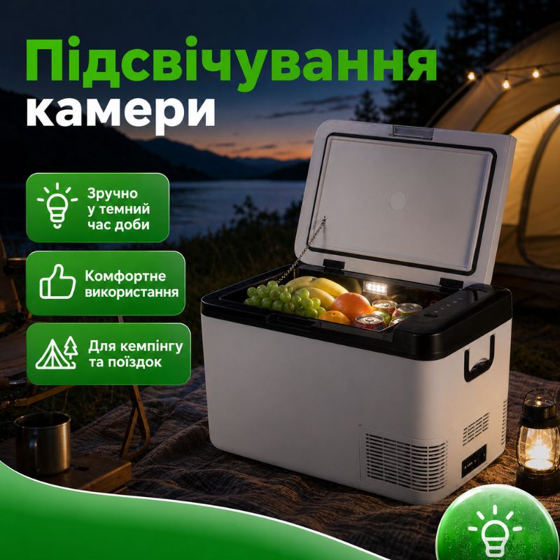 Автохолодильник компресорний із заморожуванням 12/24В 220В 25л 2 камери Gearo (K25)