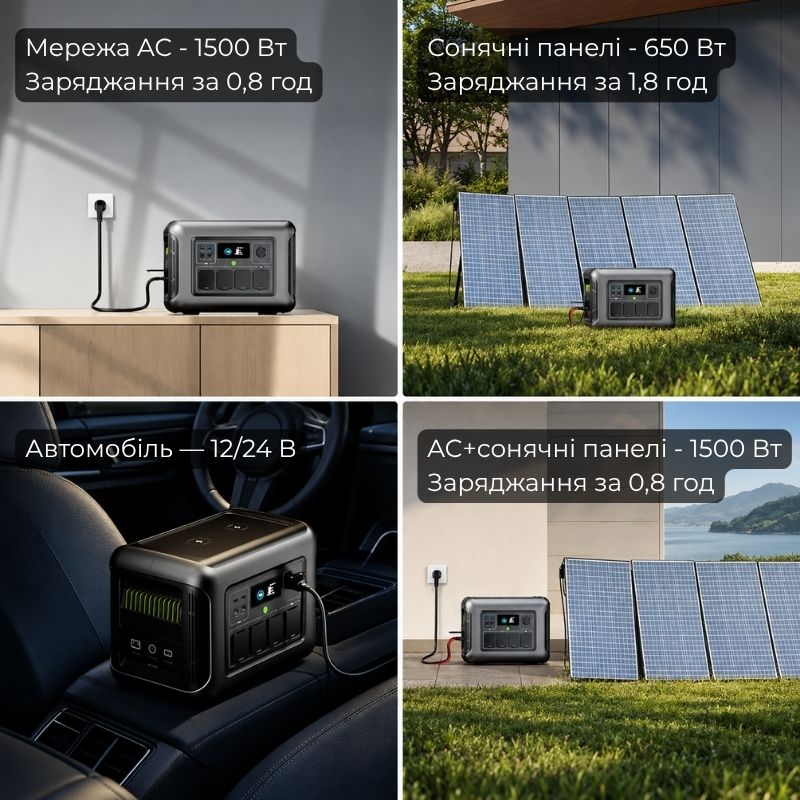 Зарядная станция портативная ALLPOWERS R1500 Lite 1056 Вт·ч 1600 Вт LiFePO4 с функцией ИБП для дома ноутбука холодильника котла
