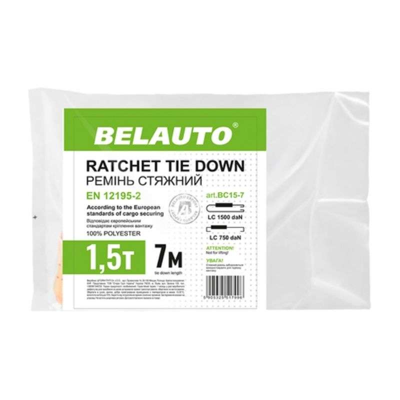 Стяжной ремень 1.5т 7м BELAUTO с храповым механизмом (BC15-7)