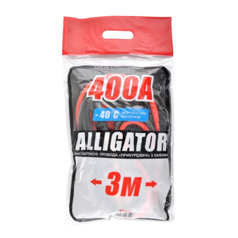 Пускові дроти Alligator 400A 3м в пакеті (BC642)