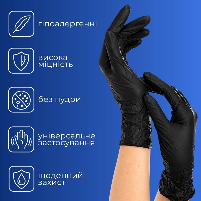 Перчатки нитриловые одноразовые WorkShop с гладкой текстурой размер XL 100 шт черные (WS0507)