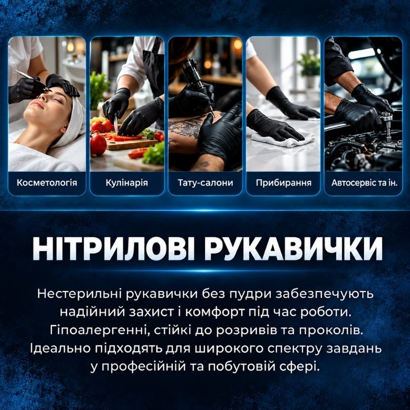 Перчатки нитриловые одноразовые WorkShop с гладкой текстурой размер XL 100 шт черные (WS0507)