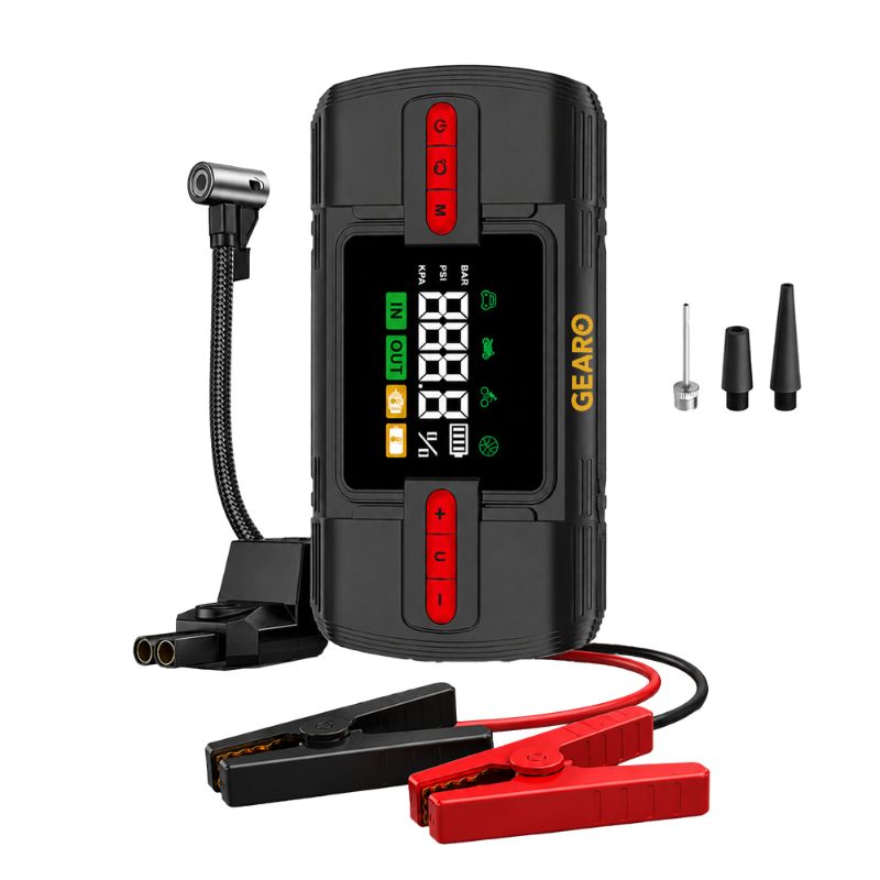 Бустер для авто с автокомпрессором и повербанком 4в1 Gearo 18000mAh 40л/мин 1200А 10Атм (GE0103)