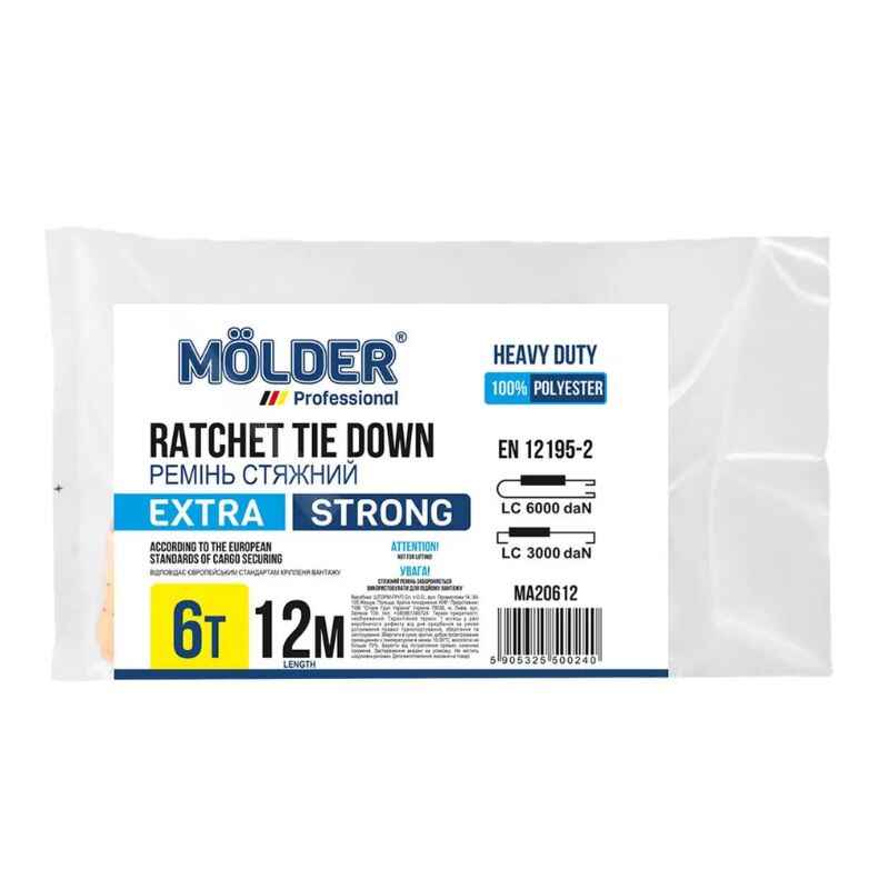 Стяжной ремень 6т 12м Molder с быстрозажимным замком (MA20612)