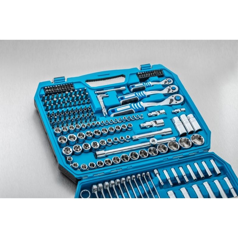 Набор инструментов 1/2" 1/4" 3/8" 222шт CrV CrMo Hogert в кейсе (HT1R444)