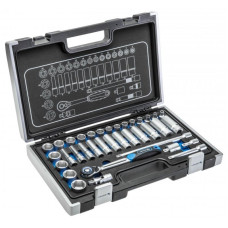 Набор инструментов 3/8" 36шт CrV Hogert в кейсе (HT1R465)