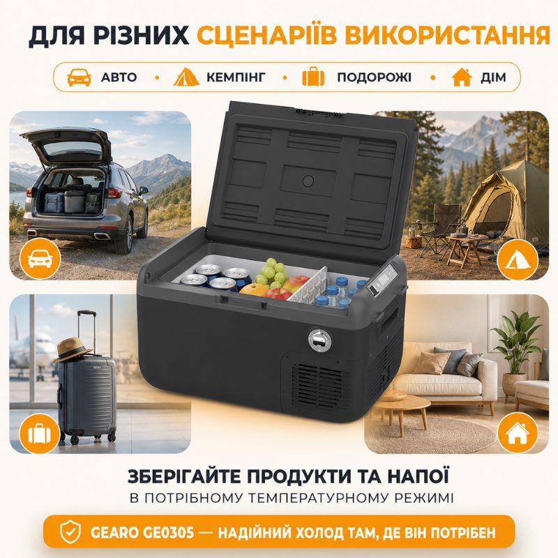 Автохолодильник компрессорный 12/24В 220В 30л Gearo (GE0305)