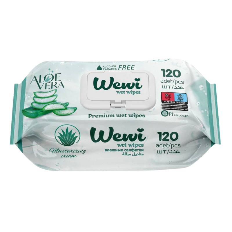 Влажные салфетки WEWI без спирта Aloe Vera 120 шт (1000090)