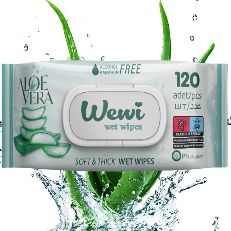 Влажные салфетки WEWI без спирта Aloe Vera 120 шт (1000090)