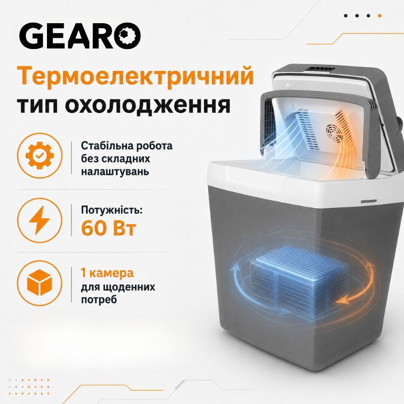 Автохолодильник термоэлектрический 29л Gearo 12/24В 60W (GE0301)
