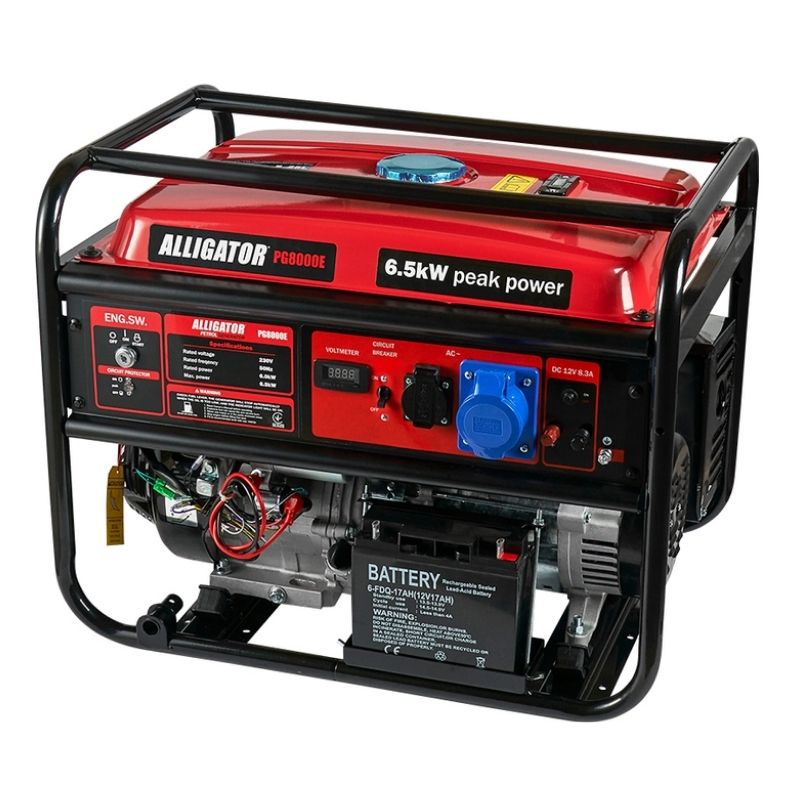 Бензиновый генератор ALLIGATOR 6 кВт с автозапуском и AVR для 230В электросети (PG8000E)