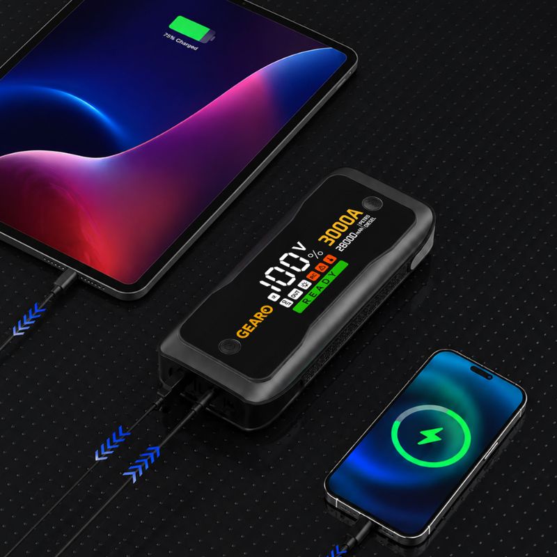 Бустер для авто с повербанком Gearo 28000mAh 3000А (GE0113)