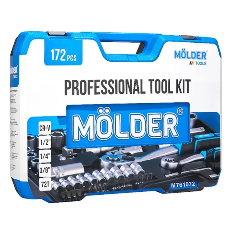 Набор инструментов 1/2" 1/4" 72шт CrV Molder в кейсе (MT61072)