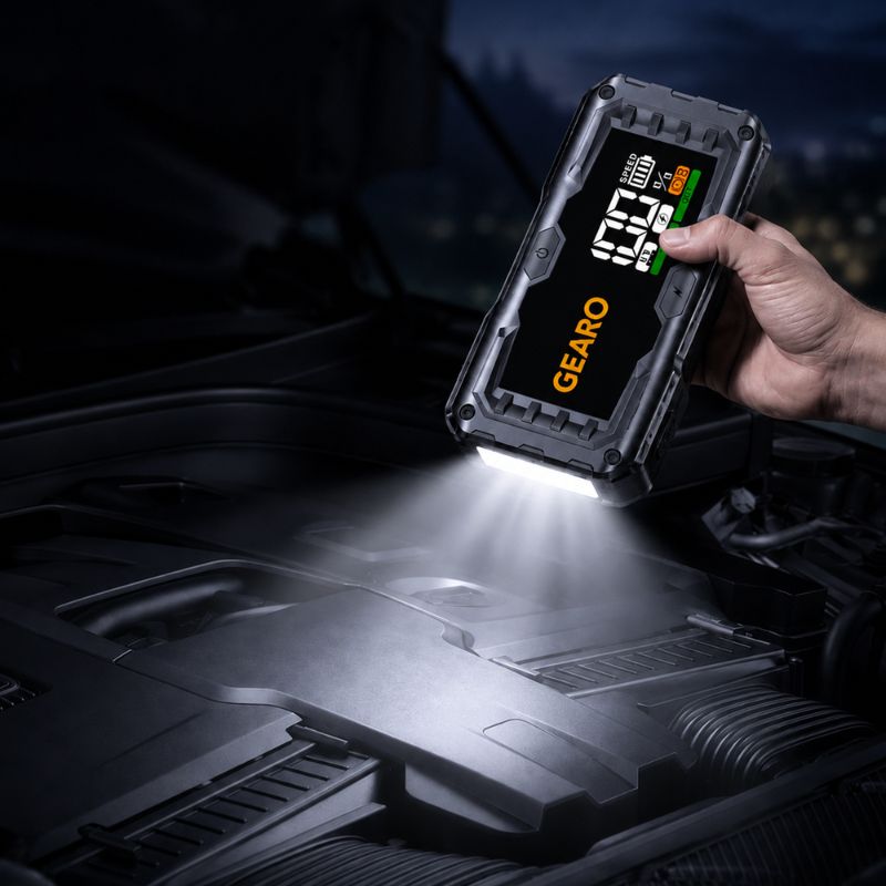Бустер для авто с автокомпрессором и повербанком Gearo 16000mAh 1000А (GE0110)