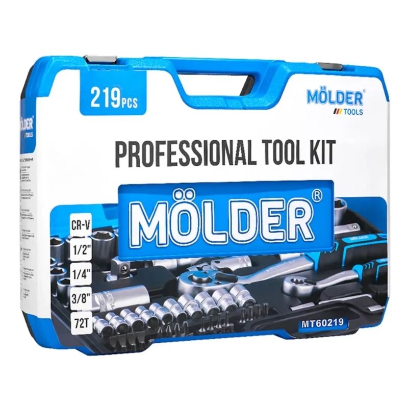Набор инструментов 1/2" 1/4" 3/8" 219шт CrV Molder в кейсе (MT60219)