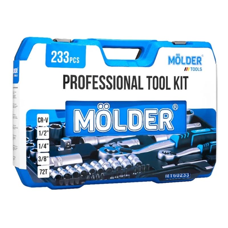 Набор инструментов 1/2" 1/4" 3/8" 233шт CrV Molder в кейсе (MT60233)