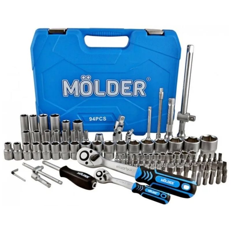 Набор инструментов 1/2" 1/4" 94шт CrV Molder в кейсе (MT60094)