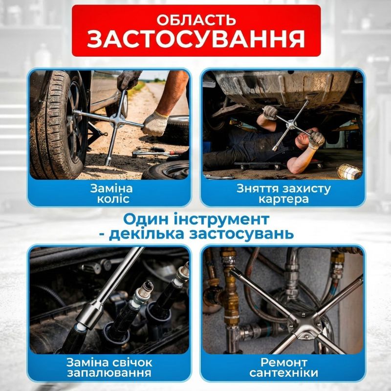 Ключ баллонный 17/19/21мм 1/2 Gearo крестообразный с усиленной накладкой (GE2202)