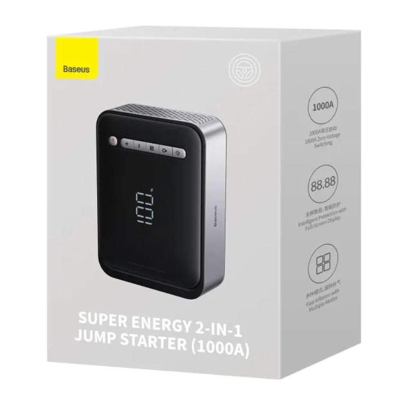 Бустер для авто Baseus Super Energy 500-1000А 8000mAh с компрессором, Power Bank и LED-фонарём (CGCN000001)